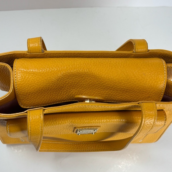 Dooney & Bourke Pebbled Leather Purse Satchel Handbag Mustard Yellow EUC - Picture 9 of 11